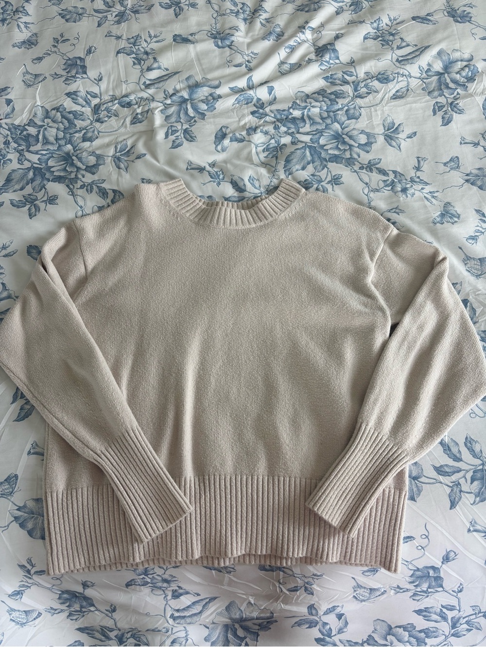 Classic Crewneck Women's Sweater in Light Beige